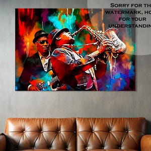 Jazz Band Wandkunst, Jazz Leinwand für Musikraumdekor, kreatives Jazz Club Dekor, Geschenk für Jazz Fans