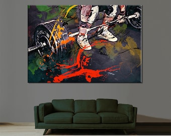 Weightlifter Print, Deadlift Canvas, Sport Canvas Print, Gym Wall Art, Barbell Poster, Gym Room Decor, Sportsman Gift