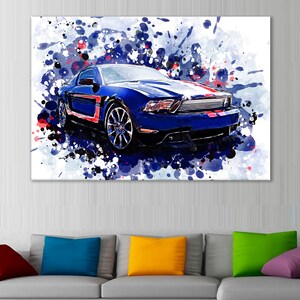 Ford Mustang Wall Art, Ford Mustang Canvas, Muscle Car Wall Art, Boy Room Decor, Ford Gift, Muscle Car Artwork, Ford Mustang Wall Print