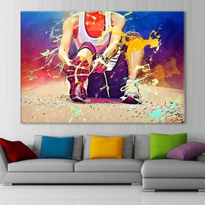 Female Runner Canvas, Running Motivation Print, Sportswoman Gift, Gym Decor, Fitness Wall Art, Runner Gift, Athlete Modern Wall Design
