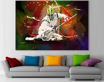 Lacrosse Goalie Canvas Print: Sports Room Wall Decor
