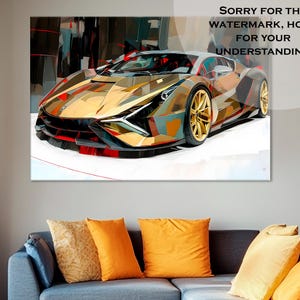 Lamborghini Sian Canvas Art - Sport Cars Wall Decor, Supercar Print, Cool Lamborghini Wall Art for Car Lovers