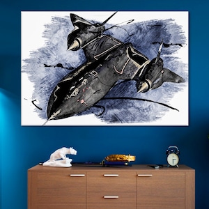 Reconnaissance Aircraft Wall Print, Lockheed SR-71 Wall Art, Gray Available, SR-71 Blackbird Canvas, Pilot Gift, Boy Room Decor