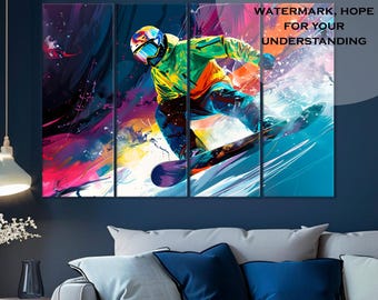 Abstract Snowboarder Canvas Art Print: Ski Resort Wall Decor