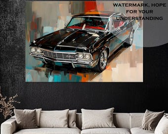 1965 Chevy Impala Leinwand Kunst: Giclée Druck, Auto, Wanddekor