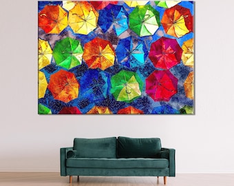 Colorful Umbrellas Abstract Canvas Print: Modern Wall Decor