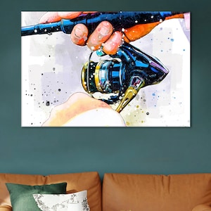 Fishing Rod Digital Print, Fishing Artwork, Fisherman Gift, Fishing Rod Digital Print,Fishing Gift,Father&#39;s Day Gift, Fishing Rod Wall Decor