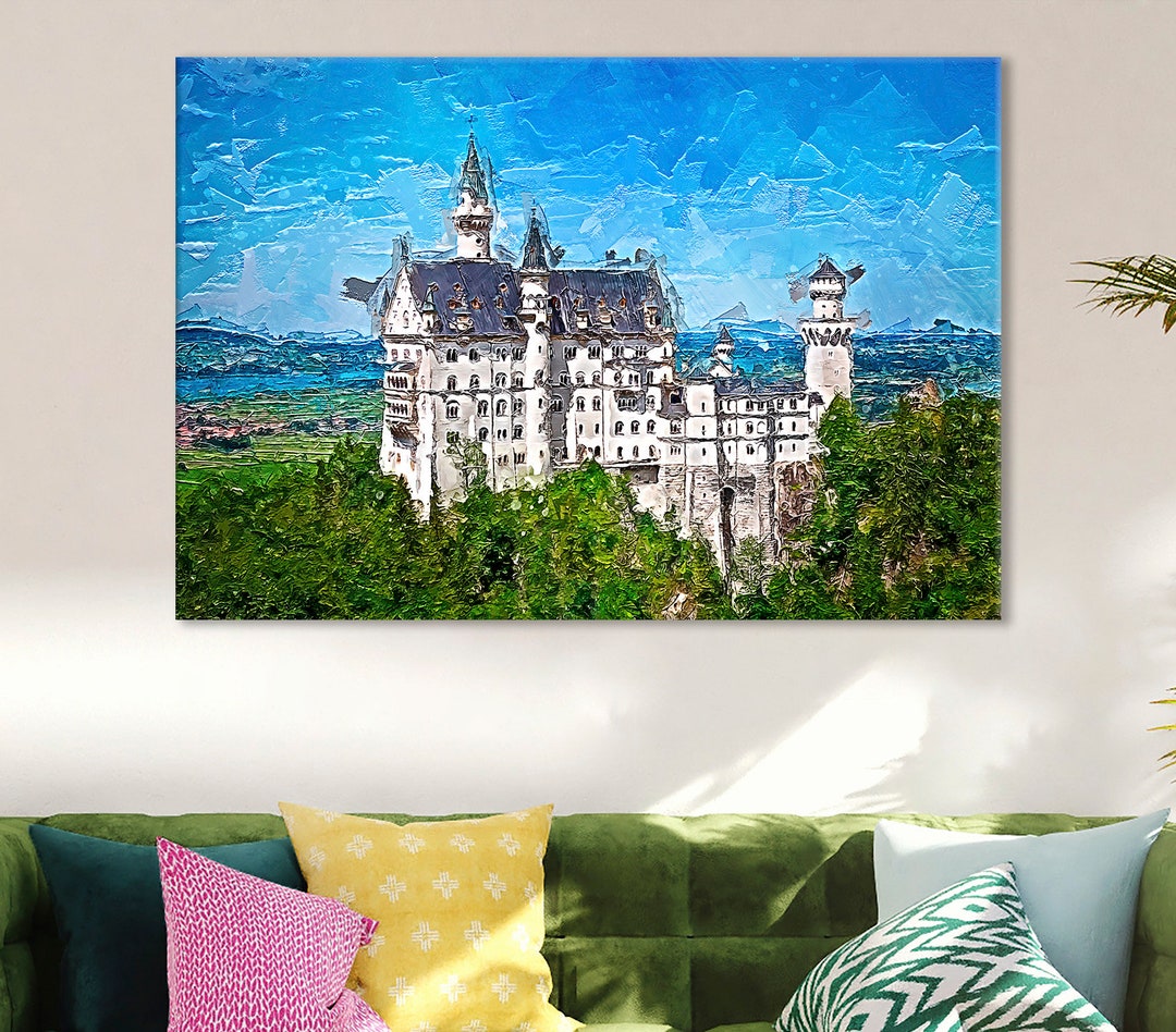 Castle Wall Decor, Neuschwanstein Castle Canvas, Architecture Wall Art