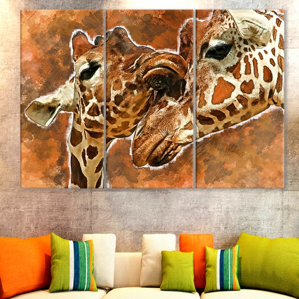 Giraffe Canvas Art Etsy