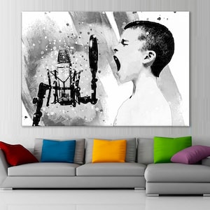 Singing Boy Wall Print, Microphone Canvas, Boy Singing Song Artwork, Singer Gift,Music Studio Wall Art,Recording Studio Decor,Singer boy Art