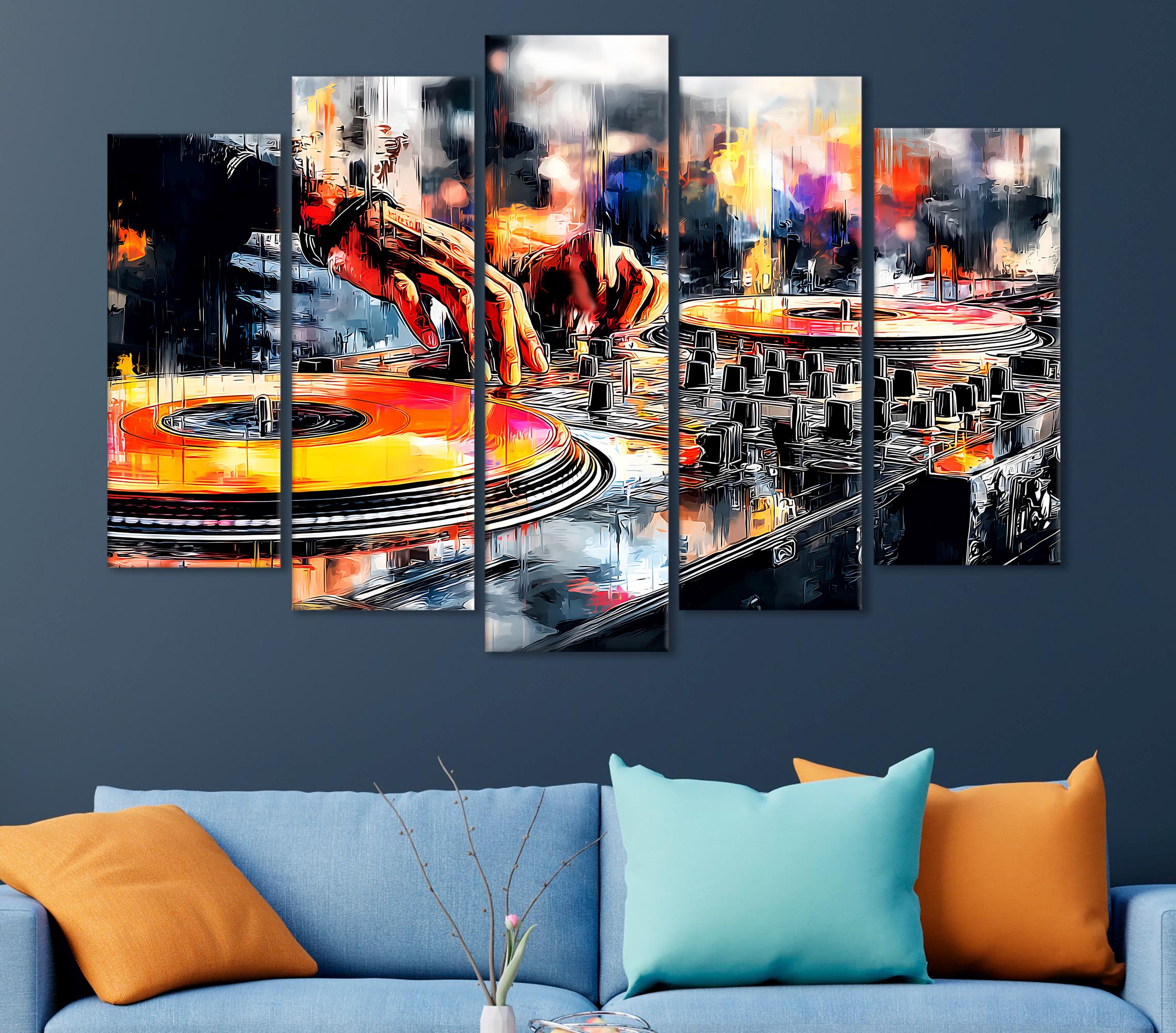 DJ Wall Art – Modern Music Mixer Illustration, Minimal Electronic