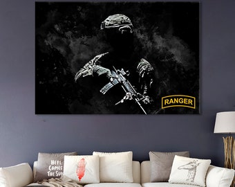 Army Ranger Canvas Print, Special Forces Soldier Wall Art