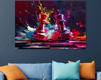 Chess Kings Abstract Canvas Art Print - Ready to Hang