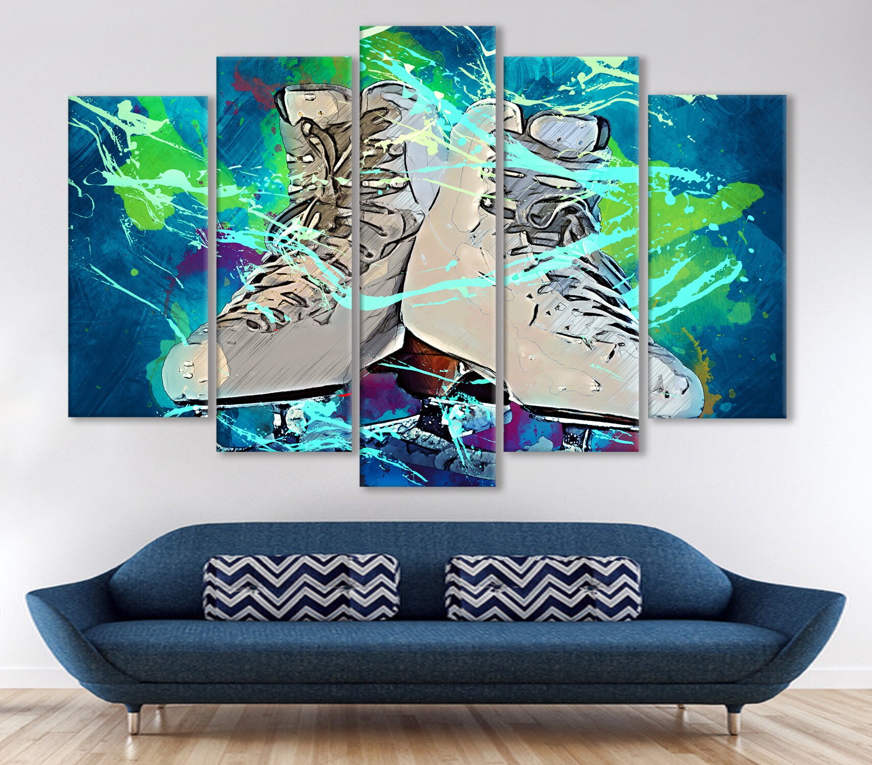 Figure Skating Canvas Skates Print Ice Skate Wall Art Ice - Etsy