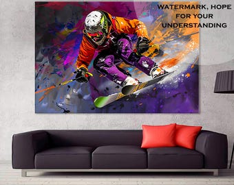 Skier Canvas Print: Winter Sport Wall Art, Extreme Sports Decor