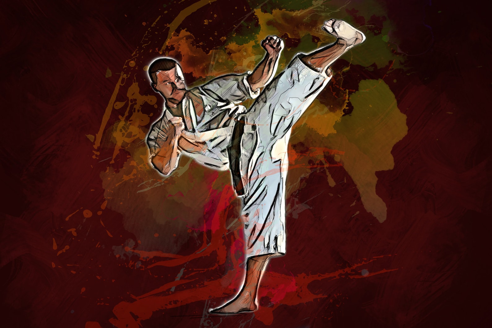 Martial Arts Canvas Kick Print Motivation Wall Art Martial Etsy