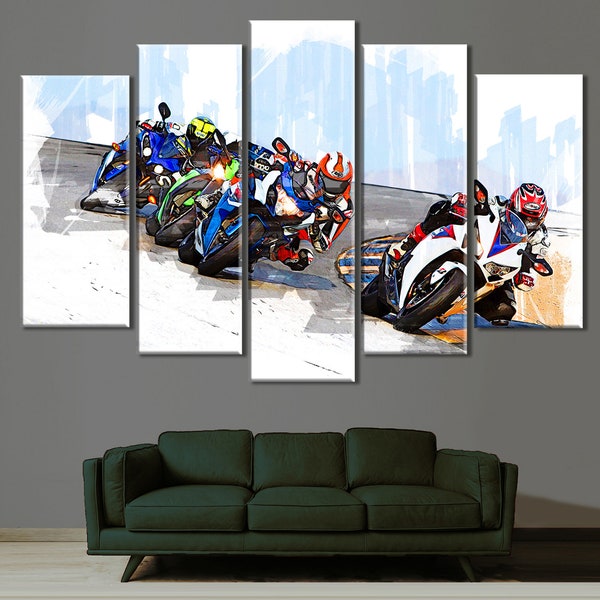 Stampa su tela Moto Race: moderna arte murale motociclistica
