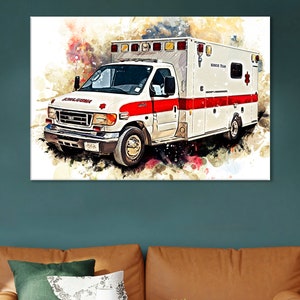 Ambulance Wall Art, Paramedic Canvas, Emergency Poster, Ambulance Artwork, Ambulance Canvas,Doctor Day Gift,Ambulance Decor,Rescue Squad Art