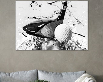 Impresión en lienzo de golf: arte mural moderno de palos de golf