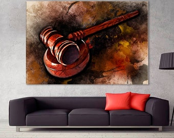 Gavel Abstract Canvas Print: Law Court Decor, Judge Gift