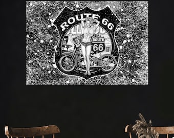 Route 66 Leinwanddruck: Retro Travel Art, Landstraße