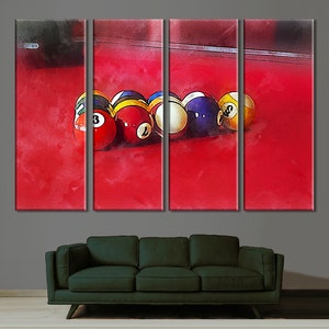 Pool Table Canvas Art, Billiards Wall Art, Billiards Print, Pool Hall Room Decor , Billiards Print Art, Pool player Gift,Billiards Hall Art