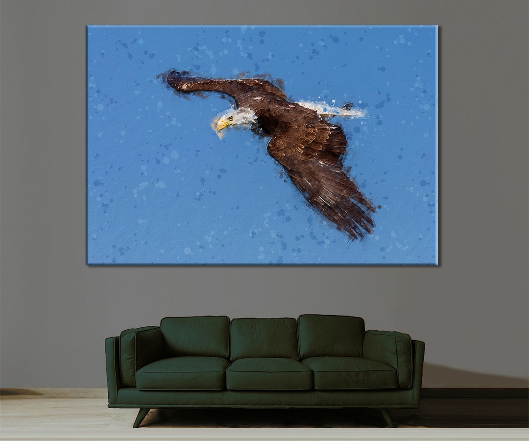 Flying Eagle Canvas, Bald Eagle Wall Art, Birds Canvas Print, Flying