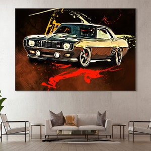 Chevrolet Camaro Print, Muscle Car canvas, Camaro poster, Muscle Car Wall Decor, Retro Car Wall Art, Camaro schilderij