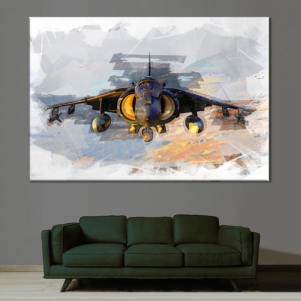 AV-8B Harrier II Canvas, Aviation print, Airplane Wall Decor, Airplane Poster, Harrier II Room Decor, Aviation Wall Art, Military Jet Poster