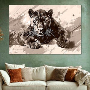 Panther Canvas Wall Art, Wildlife Decor, Nature Print, Panther Poster for Animal Lovers, Unique Home Decor, Jungle Art, Wild Animal Print