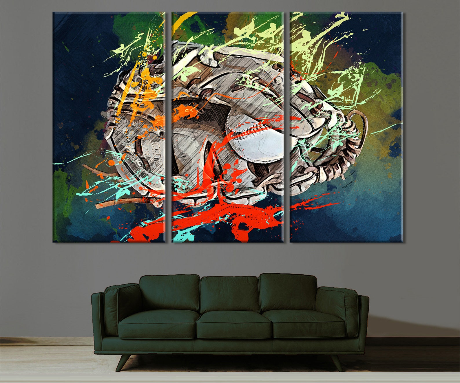 Baseball Glove Canvas Art Baseball Wall Decor Baseball Etsy