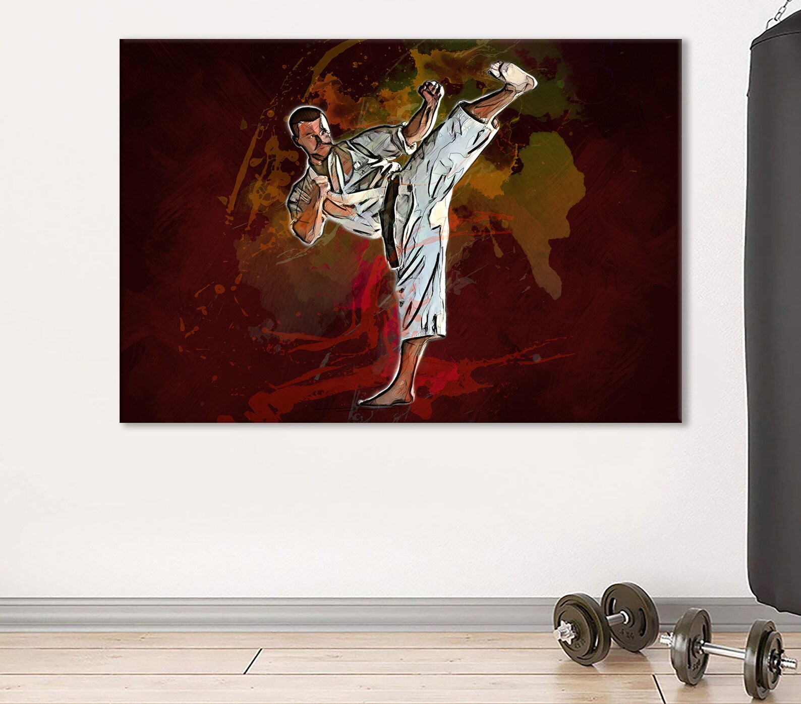 Martial Arts Canvas Kick Print Motivation Wall Art Martial Etsy