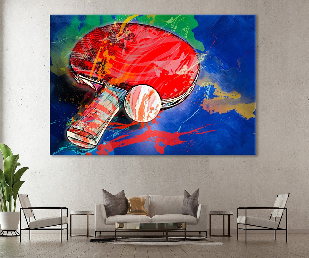 Table Tennis Canvas, Table Tennis Racquet Wall Decor, Ping Pong Print
