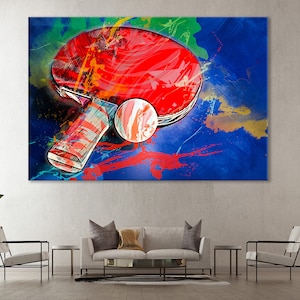 Table Tennis Canvas, Table Tennis Racquet Wall Decor, Ping Pong Print, Sports Room Decor, Ping Pong Fan Gift, Table Tennis Fan Unique Gift