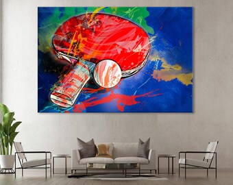 Table Tennis Canvas, Table Tennis Racquet Wall Decor, Ping Pong Print, Sports Room Decor, Ping Pong Fan Gift, Table Tennis Fan Unique Gift