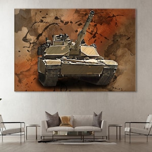 Army M1A1 Abrams Panzer Leinwand, M1A1 Abrams Poster, Panzer Wanddekoration, Armee Panzer Druck, Olivier Geschenk, Armee Panzer Wand Kunst, Einzigartiges Geschenk