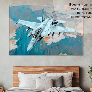 F/A-18 Super Hornet  Wall Decor, 18F Super Hornet Fighter Jet Canvas, F/A-18 Poster, Pilot Gift, Military Wall Art, Fighting Falcon Decor