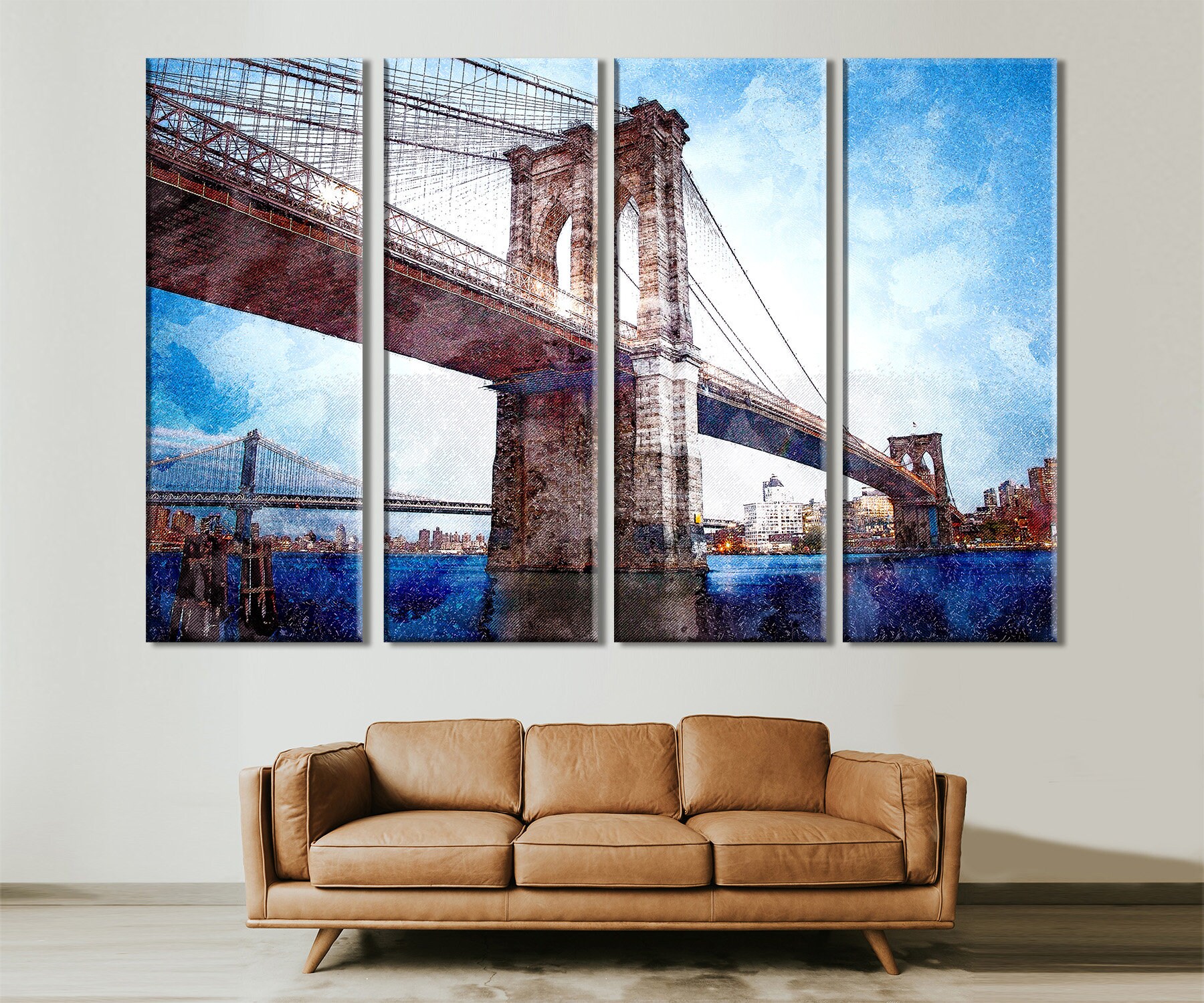Brooklyn Bridge Canvas Bridge Print Architecture Wall Art Etsy UK