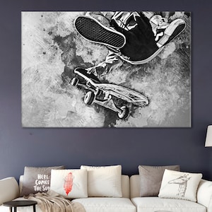 Skateboarding Canvas, Skateboarder Wall Art, Skateboarder Print, Kids Room Decor, Skateboarding Gift, Skateboard Wall Art, Boardsport Canvas