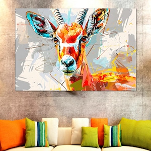 Antelope Canvas Print - Wild Animals Wall Art, Ready to Hang Digital Painting, Multiple Sizes, Stylish Antelope Poster for Home Decor