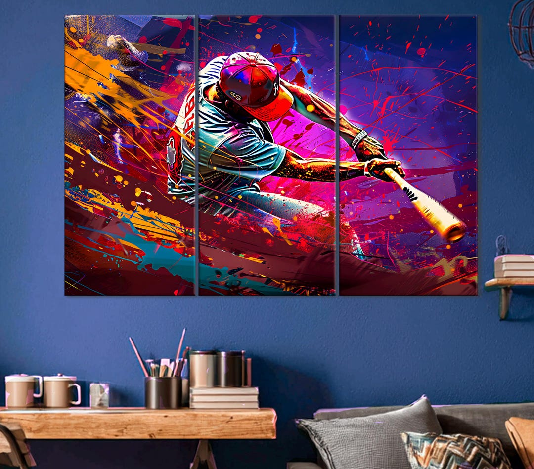Abstract Baseball Player Canvas Art: Ready to Hang - Etsy
