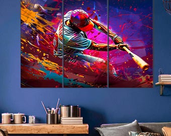 Abstract Baseball Player Canvas Art: Ready to Hang