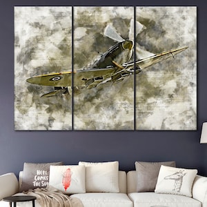 Spitfire ML407 Canvas, Grace Spitfire Wall Art, Warplane Decor,Vintage Plane Print,Warbird Poster,Pilot Gift,Spitfire Artwork,Spitfire ML407