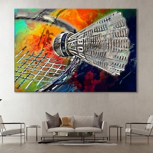 Badminton Canvas, Badminton Wall Art, Badminton Racket Print, Shuttlecock Room Decor , Badminton Fan Unique Gift