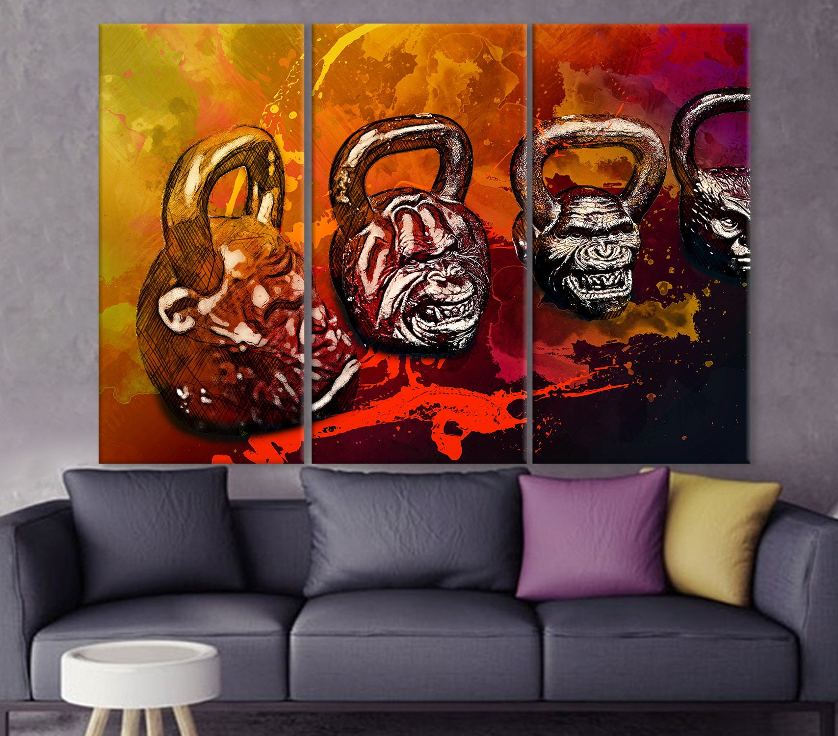 Kettlebells Canvas Kettlebell Wall Decor Sport Equipment Etsy