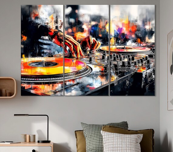 DJ Wall Art – Modern Music Mixer Illustration, Minimal Electronic