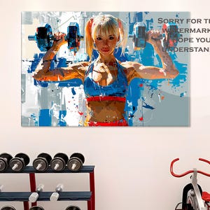 Fitness Girl Print, Motivation Canvas, Sport Canvas Print, Gym Wall Art, Dumbbell Poster, Sportswoman Gift, Exercise Canvas, Fitness Artwork