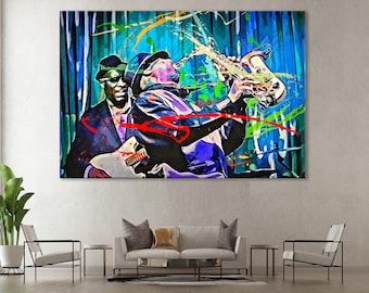 Jazz Band Wall Art, Jazz Canvas, Music Room Decor, Abstract Creative Artwork, Jazz Club Decor, Jazz Fan Gift