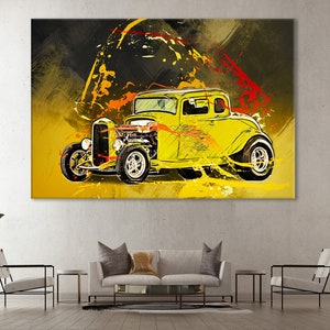 Hot Rod Print, Hot Rod Canvas, Hot Rod Poster, Hot Rod Wall Art, Hot Rod Painting, Unique Gift