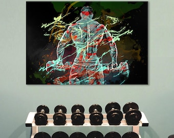 Bodybuilder Print, Motivation Canvas, Sport Canvas Print, Gym Wall Art, Dumbbell Poster, Gym Room Decor, Sportsman Gift
